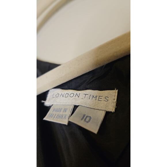 London Times Black Chiffon Midi Dress V-Neck Sleeveless Size 10 - Picture 6 of 6